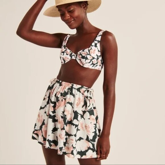 Abercrombie & Fitch Tropical Floral Print Linen TOP and SKIRT - Picture 1 of 7